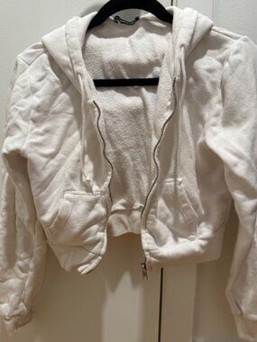 cropped white Brandy Melville hoodie